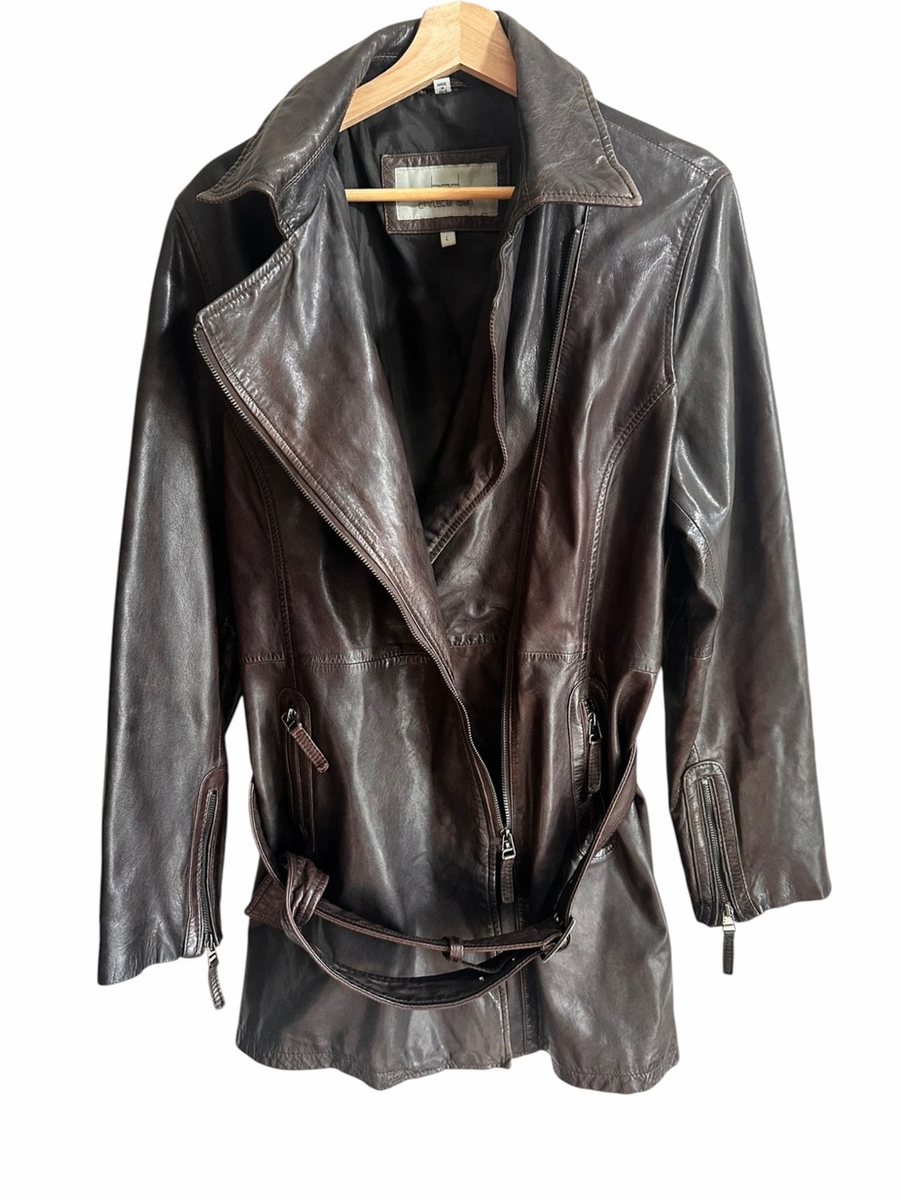 Bod Christensen Genuine Leather Women’s Mid Length Brown Jacket Size Large